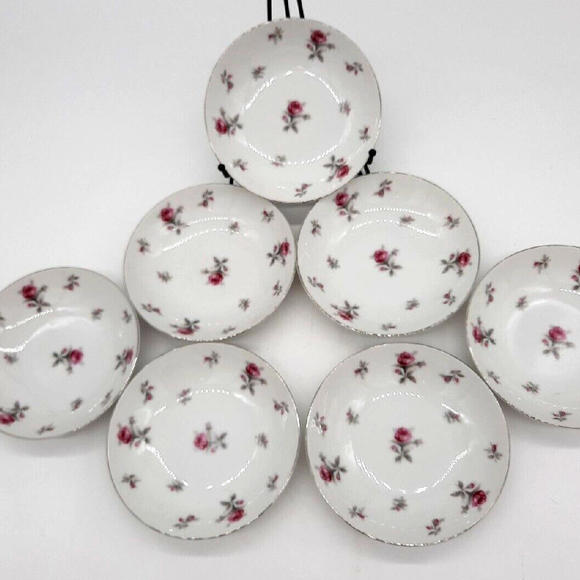 Vintage Meito China Set Of 7 Rose Chintz Dessert Berry Bowls - Picture 2 of 6